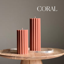 Ribbed Pillar Candle: Amber