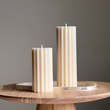 Ribbed Pillar Candle: Amber