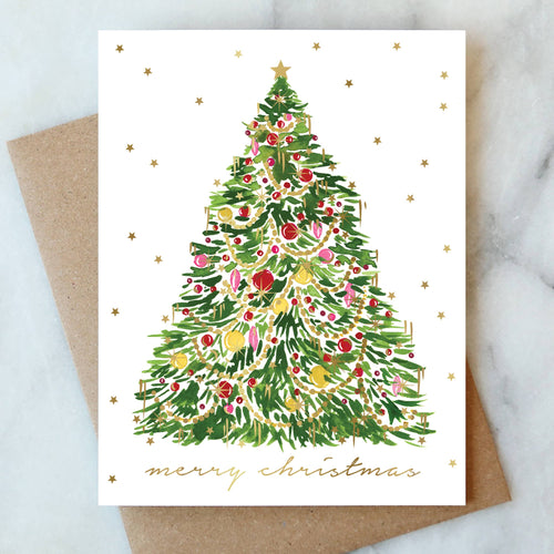 Tinsel Christmas Tree Holiday Card | Christmas Holiday Card