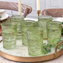 Vintage Textured Sage Green Tall Glass