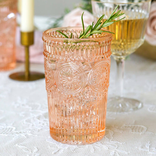 Vintage Textured Rose Gold Tall Glass