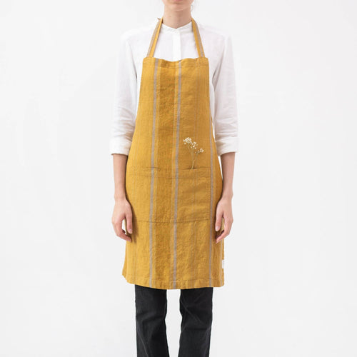 Amber Bronze Stripes Linen Daily Apron