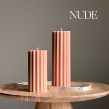 Ribbed Pillar Candle: Amber