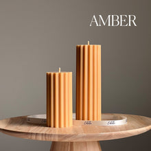 Ribbed Pillar Candle: Amber