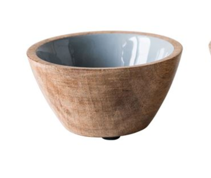 Small Mango wood and enamel bowl