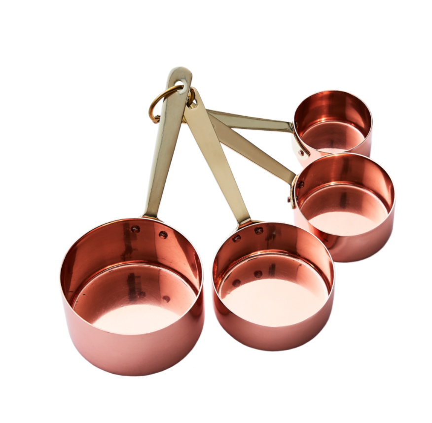 Brass and Copper Measuring Cups look