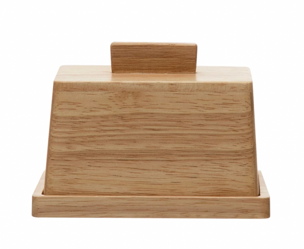Covered Wooden Butter Dish