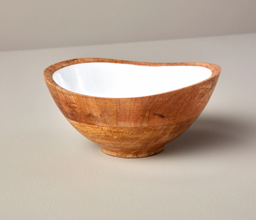 Mango Wood & Enamel Bowl