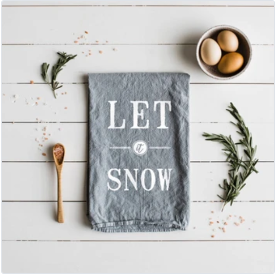 Gray Linen Christmas Tea Towels