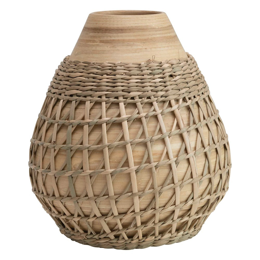Bamboo Vase with Sea Grass Weave